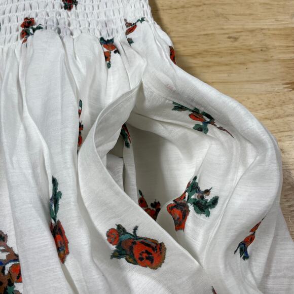 Vince NWT Vince Ikat Floral Smocked Tiered Midi Maxi Skirt Pockets Size 3X - Picture 9 of 12